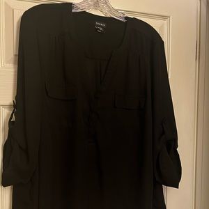 Torrid Harper 3/4 Sleeve Black Blouse